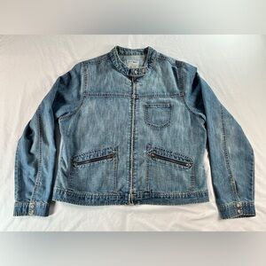 Women's Old Navy 90's/Y2K Denim Jean Motorcycle Jacket Size Medium